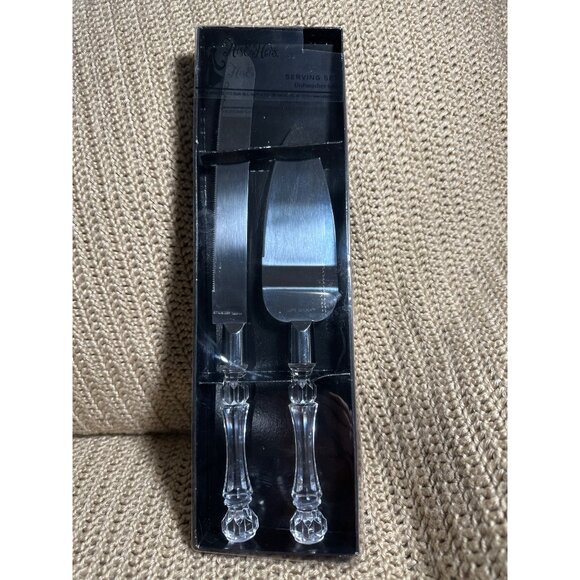 Wedding Anniversary Cake Knife & Server Set Clear Handles with 2 pk Scoops - Picture 8 of 11